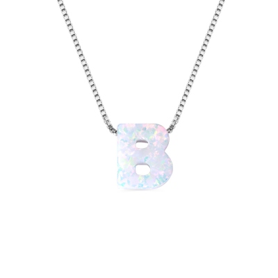 Personalized Natural Opal Letter Necklace 