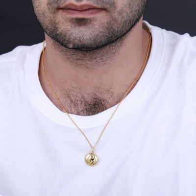 Engraved Basketball Necklace with Number and Birthstone in Gold