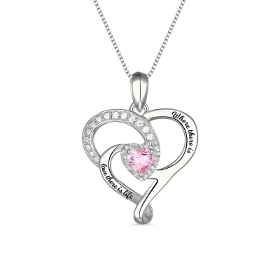 Personalized Heart Birthstone Necklace