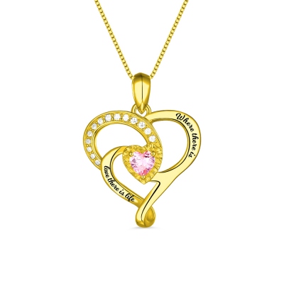 Personalized Heart Necklace with Birthstone