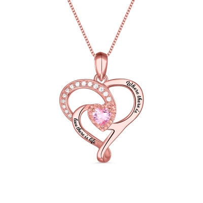 Personalized Heart Necklace with Birthstone