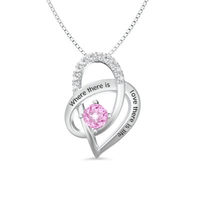 Personalized Heart Necklace With Birthstone