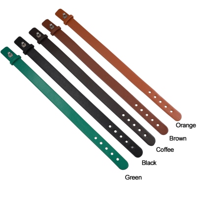 Personalized Men's Leather Bracelet with Couple's Fingerprint