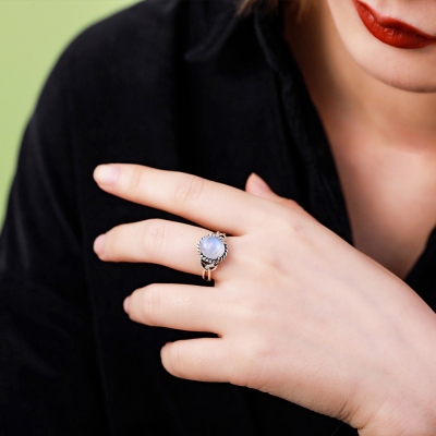 Personalized Moonstone Ring for Her