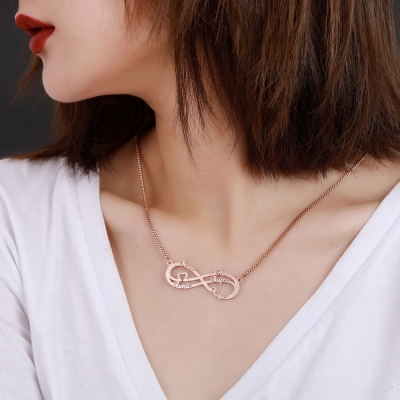 Personalized Sparkling Infinity Name Necklace in Rose Gold