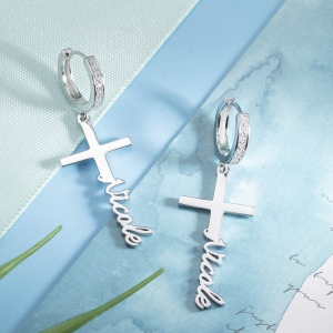 Personalized Cross Name Earrings