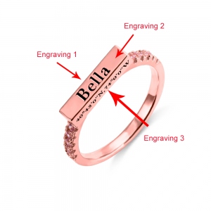 Engraved Stackable Bar Ring in Rosegold