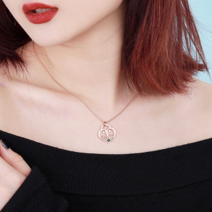 Personalized Heart Lock Birthstone Name Necklace