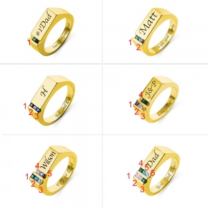 Personalized Birthstone Men's Ring Family Ring