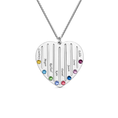 Collier de famille personnalisé avec coeur de naissance
