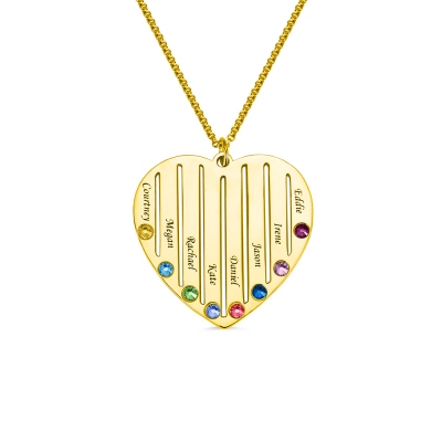 Collier de famille personnalisé avec coeur de naissance