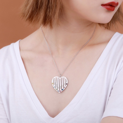 Collier de famille personnalisé avec coeur de naissance
