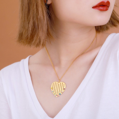 Collier de famille personnalisé avec coeur de naissance