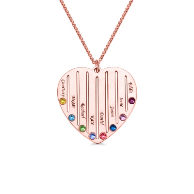Collier de famille personnalisé avec coeur de naissance