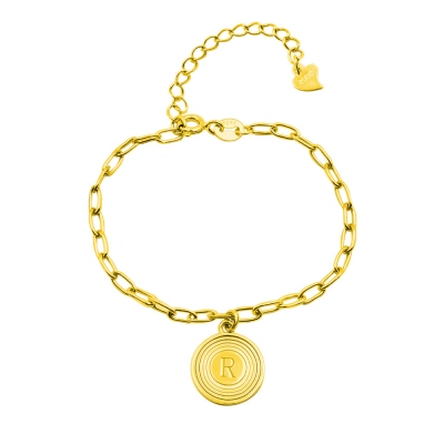 Personalized Initial Link Bracelet & Necklace Set in Gold