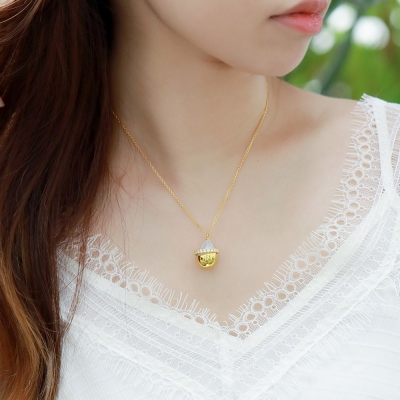Personalized Circle & Water Drop Necklace