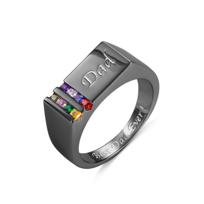 Personalized Birthstone Men's Ring Gift for Father Family Ring