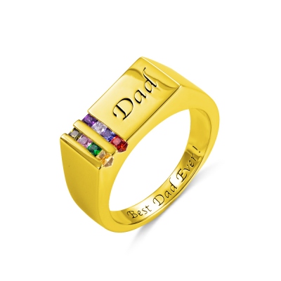 Personalized Birthstone Men's Ring Gift for Father Family Ring