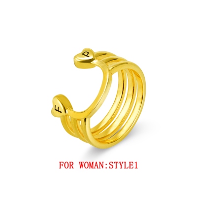 Personalized Heart & Smiley Couple Ring