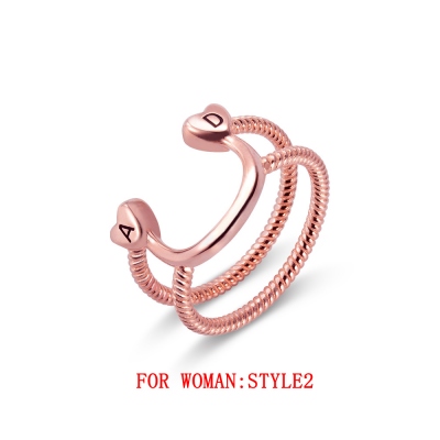 Personalized Heart & Smiley Couple Ring