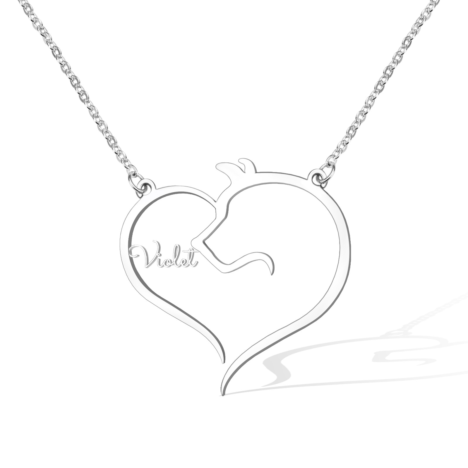 Custom Engraved Heart Horse/Heart Cat/Heart Dog/Horse Necklace, Heart Necklace, Teacher Gift, Minimalist, Bridesmaid Gift, Girlfriend Gift, Gift for Her, Gift for Girl