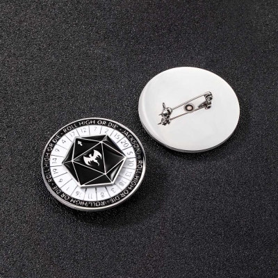 Custom D20 Spinner Badge, Spinning Dice, Spinning D20, Dragon, Spinner Enamel Pin, DND Class Pin, DND Gifts