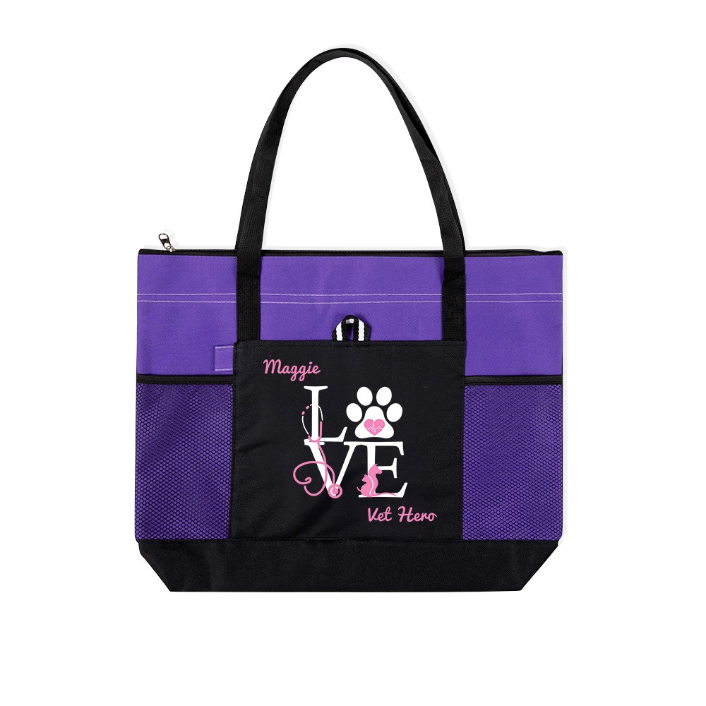 Personalized Veterinary Technician Tote Bag, Customizable Pet Tote Bag for Work, Gift for Vet Tech Week, Dog Tote Bag, Dog Mom Gifts for Women