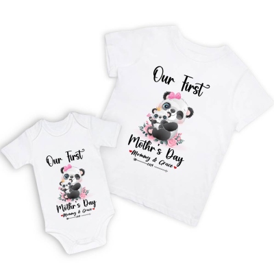 Our First Mother's Day Mom and Baby Set/Matching Shirt, Mummy and Baby Gift, Mama Baby Bunnies, T-shirt Bodysuit Romper Babygrow Vest Set, New Mom Gift, Mother's Day Gift