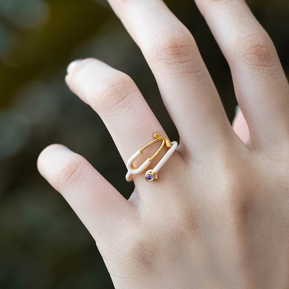 Personalized Stethoscope Ring with Birthstone, Stethoscope Enamel Ring, Women's Jewelry, Graduation/Birthday Gift for Nurse/Doctor/Medical Student