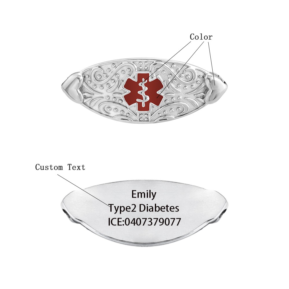 Custom Medical Alert ID Bracelet with Engraving, Stainless Steel Emergency Identification Bracelet, Elegant Medical Bracelets Jewelry for Women, Allergy Diabetic