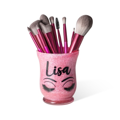 Personalized Glitter Color Makeup Brush Holder Handmade, Desk/Skincare Organizer with Name, Vanity Accessories, Birthday Anniversary Gift for Her