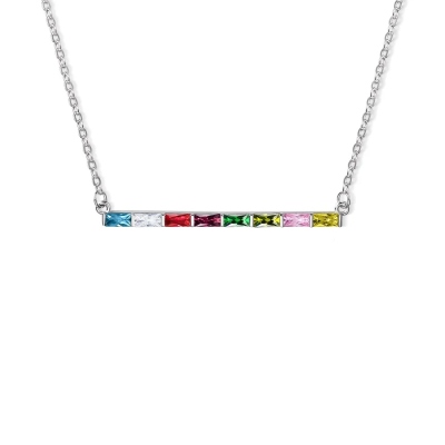 Personalized 1-8 Baguette Birthstones Dainty Pendant Necklace, Minimal Family Jewelry, Birthday/Mother's Day Gift for Women