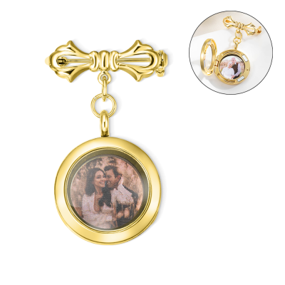 Custom Photo Wedding Lapel Pin, Picture Brooch for Groom, Bridal Bouquet Charm, Memoriral Wedding/Anniversary Gift for Groom/Bride
