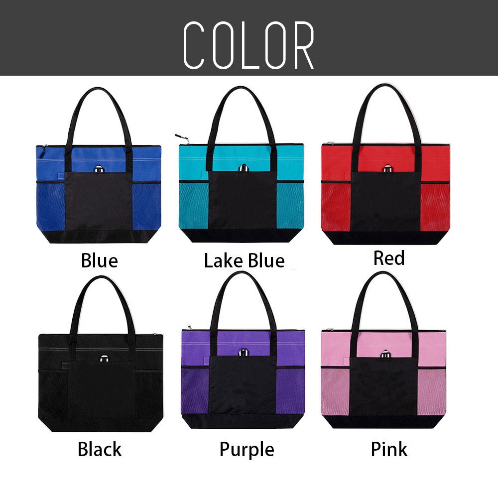 Custom Name Birth Flower Tote Bag, Large Capacity Oxford Cloth Tote Bag with Mesh Pocket, Women's Shopping Bag, Birthday/Mother's Day Gift for Mom/Her