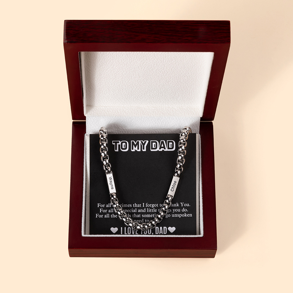 Colar com pingente de elo cubano personalizado com 2 nomes, joias minimalistas personalizadas para homens, presente de dia dos pais/aniversário para pai/namorado/marido