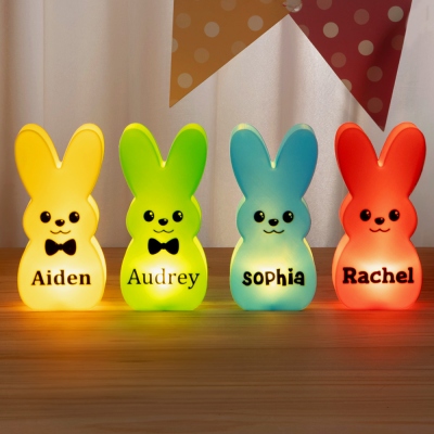Personalized Easter Bunny LED Light Ornament with Name, Easter Rabbit Shaped Light up Decor, Easter Basket Stuffer, Easter Gift for Kids/Boys/Girls