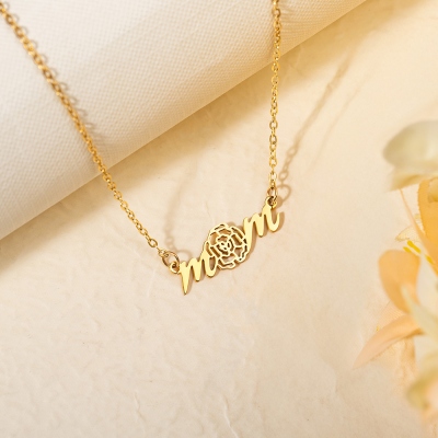 Personalized Birth Flower Mom Necklace, Sterling Silver 925 Floral Mother's Necklace, Birthday/Christmas/Mother's Day Gift for Wife/Mom/Grandma/Women