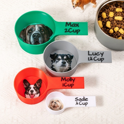 Personalized Pet Portrait and Name Food Measuring Cup Scoop, Pet Feed Scoop with Multiple Colors, Pet Accessory, Gift for Pet Lover/Pet Owner