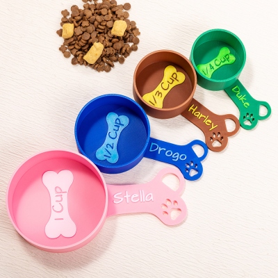 Personalized Name Dog Food Measuring Cup Scoop, Custom Bone Design Pet Feed Scoop, Pet Feeding Accessory, Birthday Gift for Pet Lover/Dog Owner
