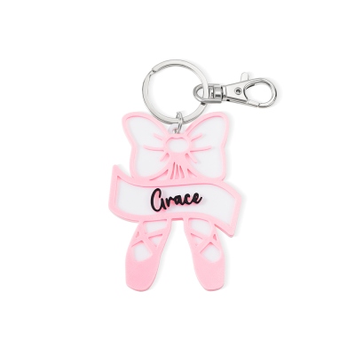 Personalized Name Bow Tie Ballet Shoes Tag, Ballet Name Keychain, Dance Bag Charm, Dance Recital Favor, Gift for Ballerinas/Ballet Dancers/Girls