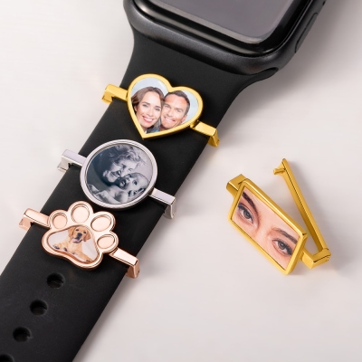 Personalized Photo Watch Band Charm, Heart/Rectangular/Round/Pet Paw Watch Band Charm, Smart Watch Accessories, Gift for Pet Lovers/Family/Friends