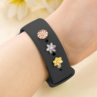 Personalized 3D Birth Flower Watch Band Charm with Birthstone, Minimalist Charm for Apple Watch, Sport Band Accessory, Gift for Mom/Family/Women