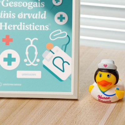 Personalized Nurse Rubber Duck Figurine with Name, Custom Duck Ornament, Funny Decompression Toy, Graduation/Appreciation/Nurse Day Gift for Nurses