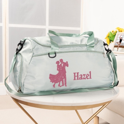 Custom Name Social Dancing Duffle Bag, Weekender Bag with Adjustable Shoulder Strap, Multi-pocket Zippered Overnight Bag, Gift for Social Dancers
