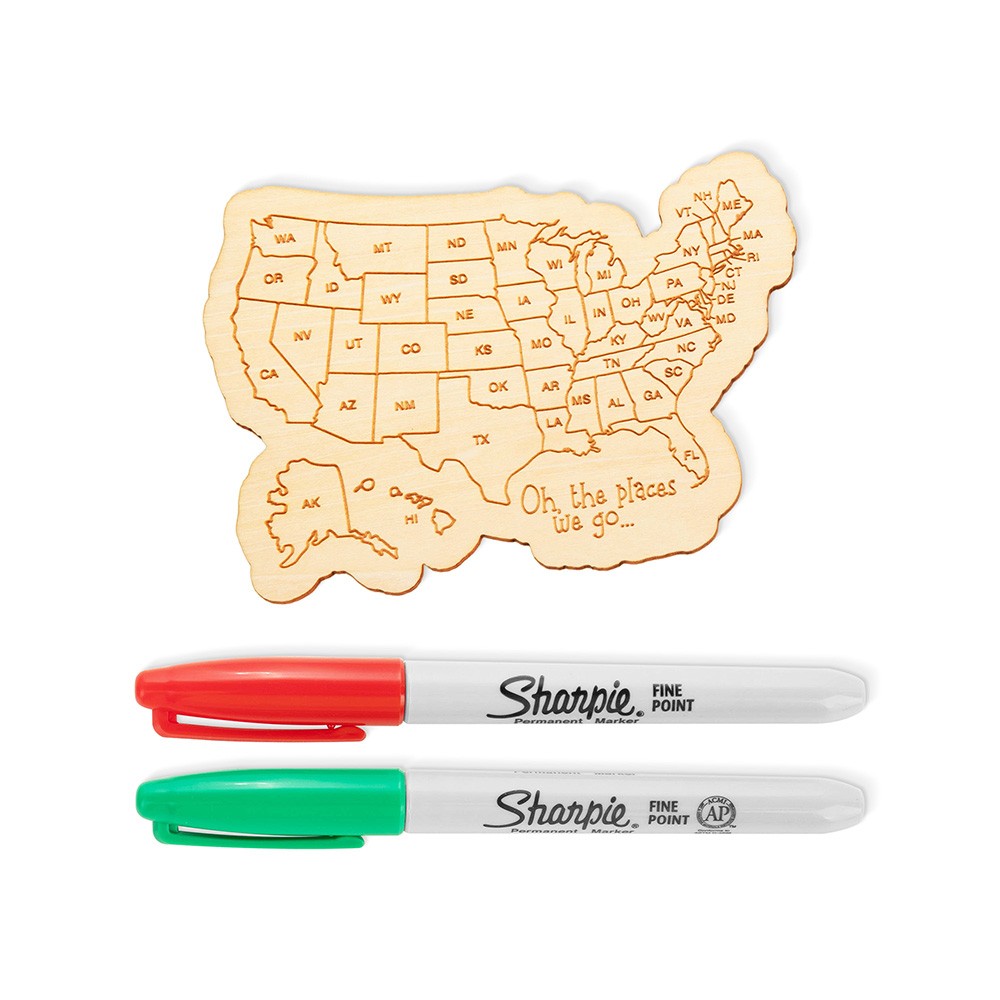 Personalized Travel Map Fridge Magnet Commemorative Vacation Magnet 50 States Custom Wood Ornament