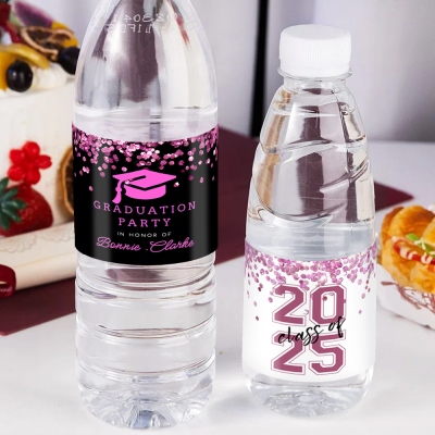 Personalized Name Graduation Water Bottle Labels Set of 20, Waterproof Water Bottle Stickers Class of 2025, Graduation Party Gift for Graduates