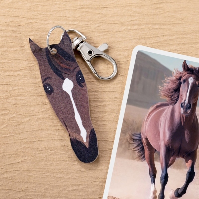 Personalized Name Colorful Horse Face Birthmark Keychain, Acrylic Horse Photo Keyring, Bag Accessory, Gift for Horse Lovers/Riders/Equestrians