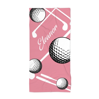 Personalized Golf Ball Beach Towel with Name, Quick Dry Bath Towel, Summer Vacation/Beach/Pool Party Favor, Gift for Golf Lovers/Players/Coaches