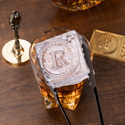 Custom Monogram Ice Stamp, Brass Ice Cube Molds & Trays, Business Ice Brand Stamp, Vintage Ice Press for Cocktail Whiskey, Gift for Men/Dad/Husband