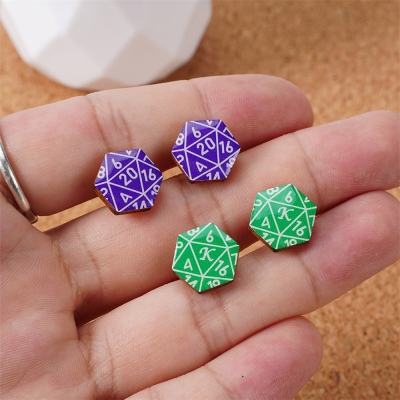 Custom Initials D20 Dice Stud Earrings, D20 Wooden Earrings, DND Jewelry, D20 Jewelry, Earrings Gift
